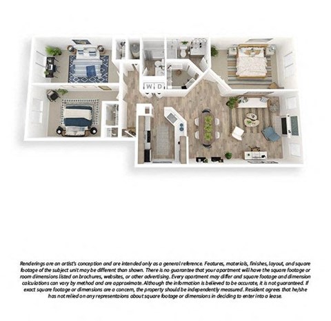 The Lakehouse 3D Floor Plan 3x2 1135sf